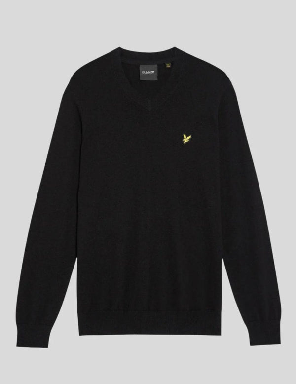 Lyle & Scott Jersey Pico Algodón Merino Negro