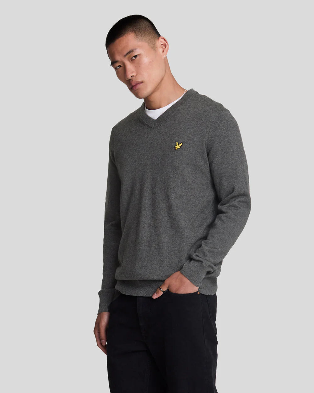 Lyle & Scott Jersey Pico Algodón Merino Charcoal