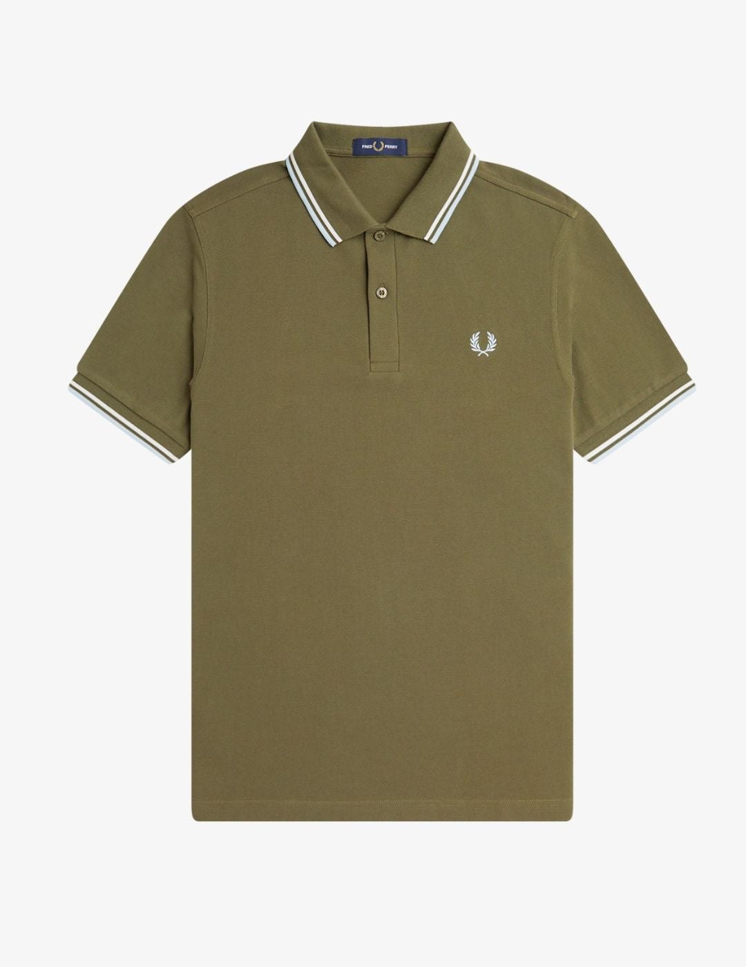 Fred Perry Polo M3600 Verde uniforme / Blanco Nieve / Hielo Claro