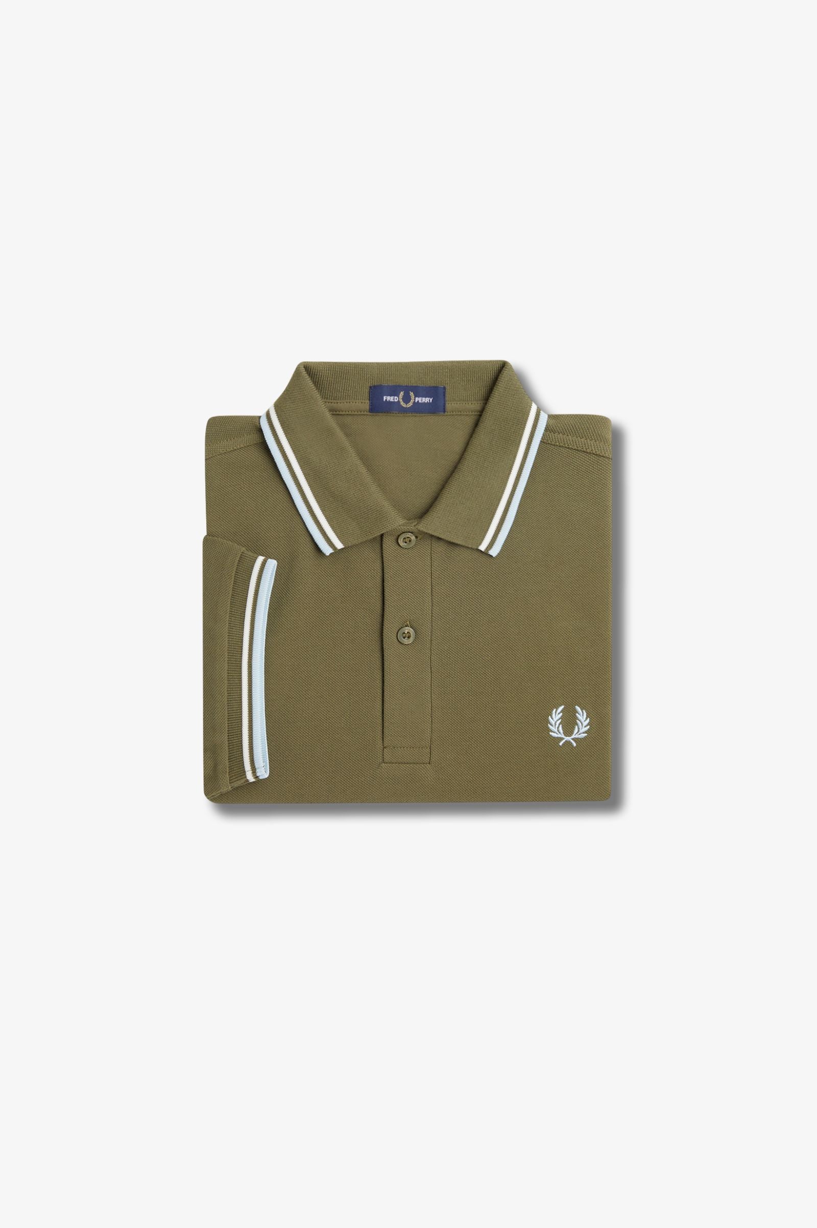 Fred Perry Polo M3600 Verde uniforme / Blanco Nieve / Hielo Claro