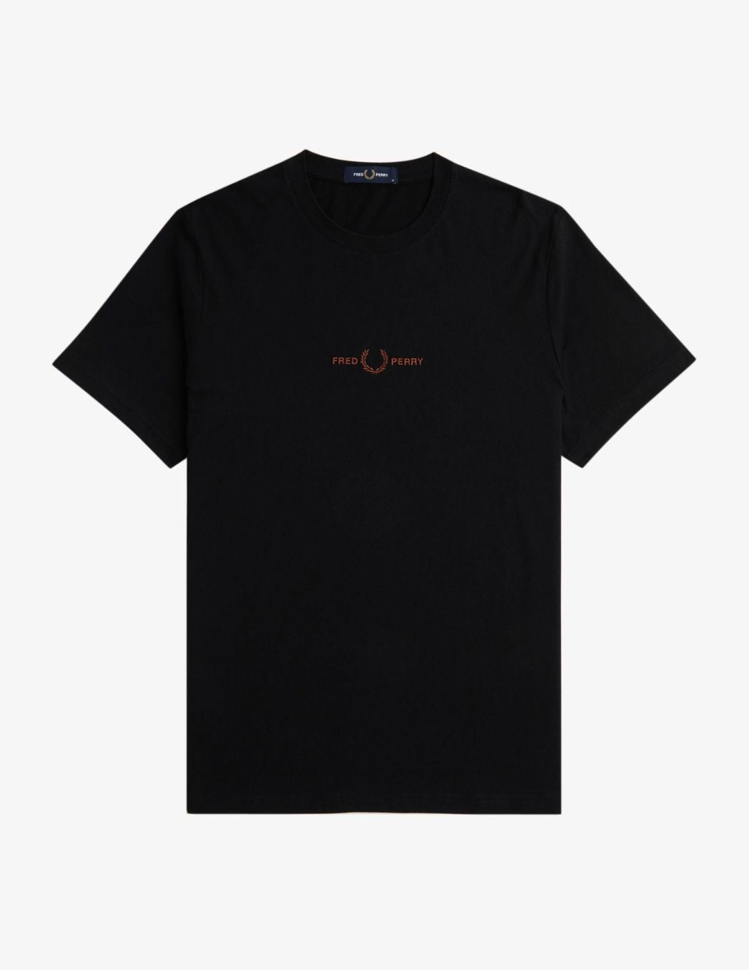 Fred Perry Camiseta Bordada M4580 Negro / Marrón whisky