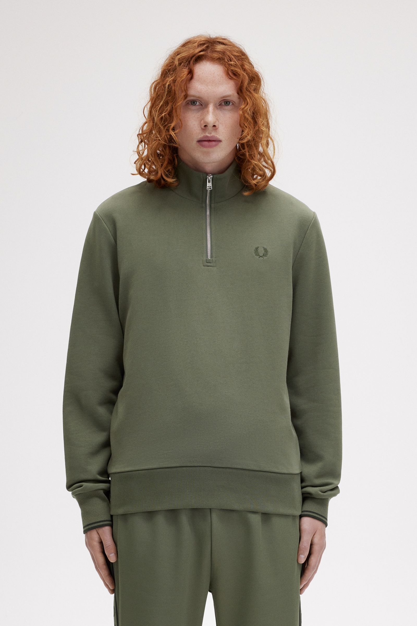 Fred Perry Sudadera Media Cremallera Field Green