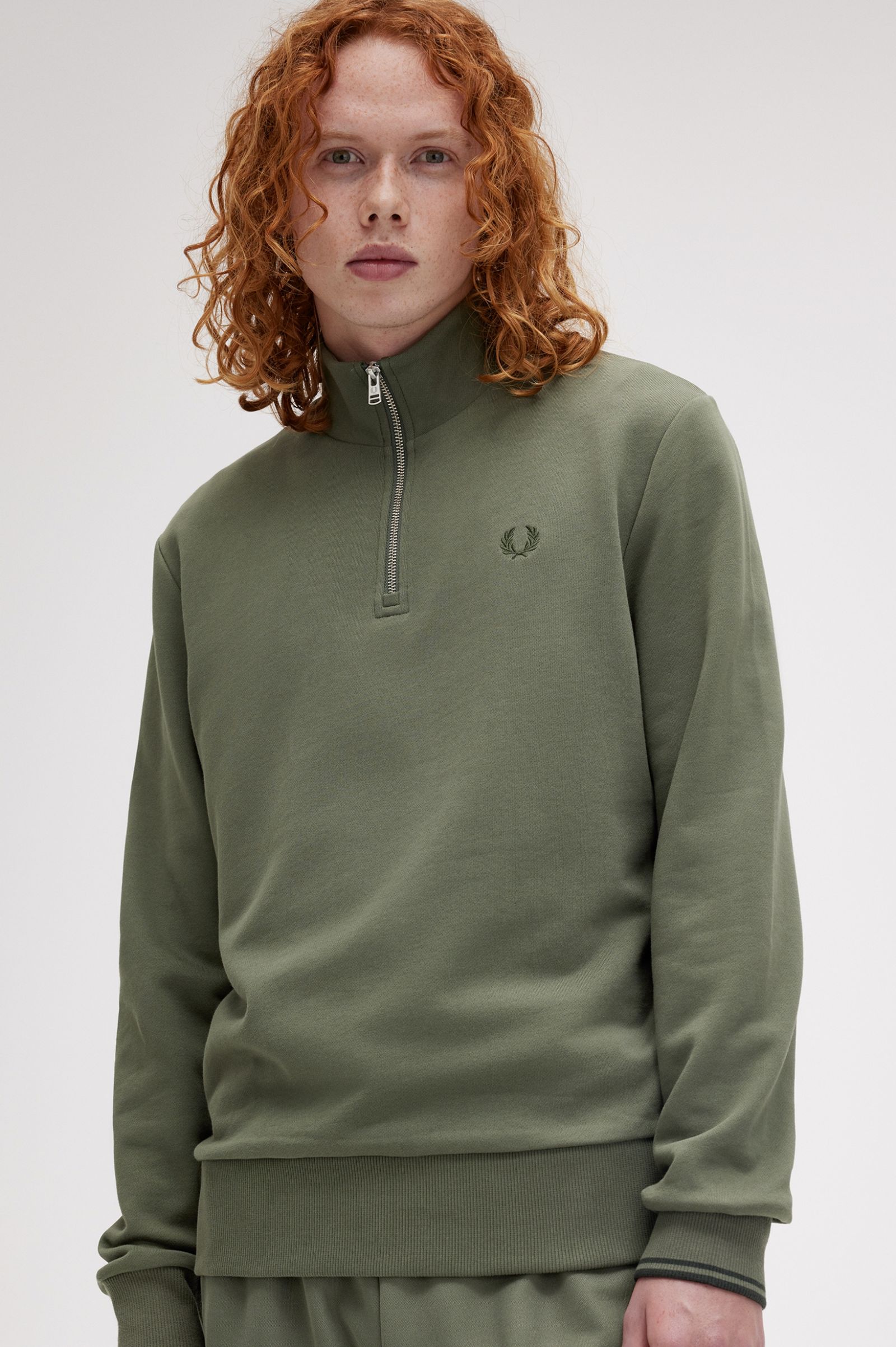 Fred Perry Sudadera Media Cremallera Field Green