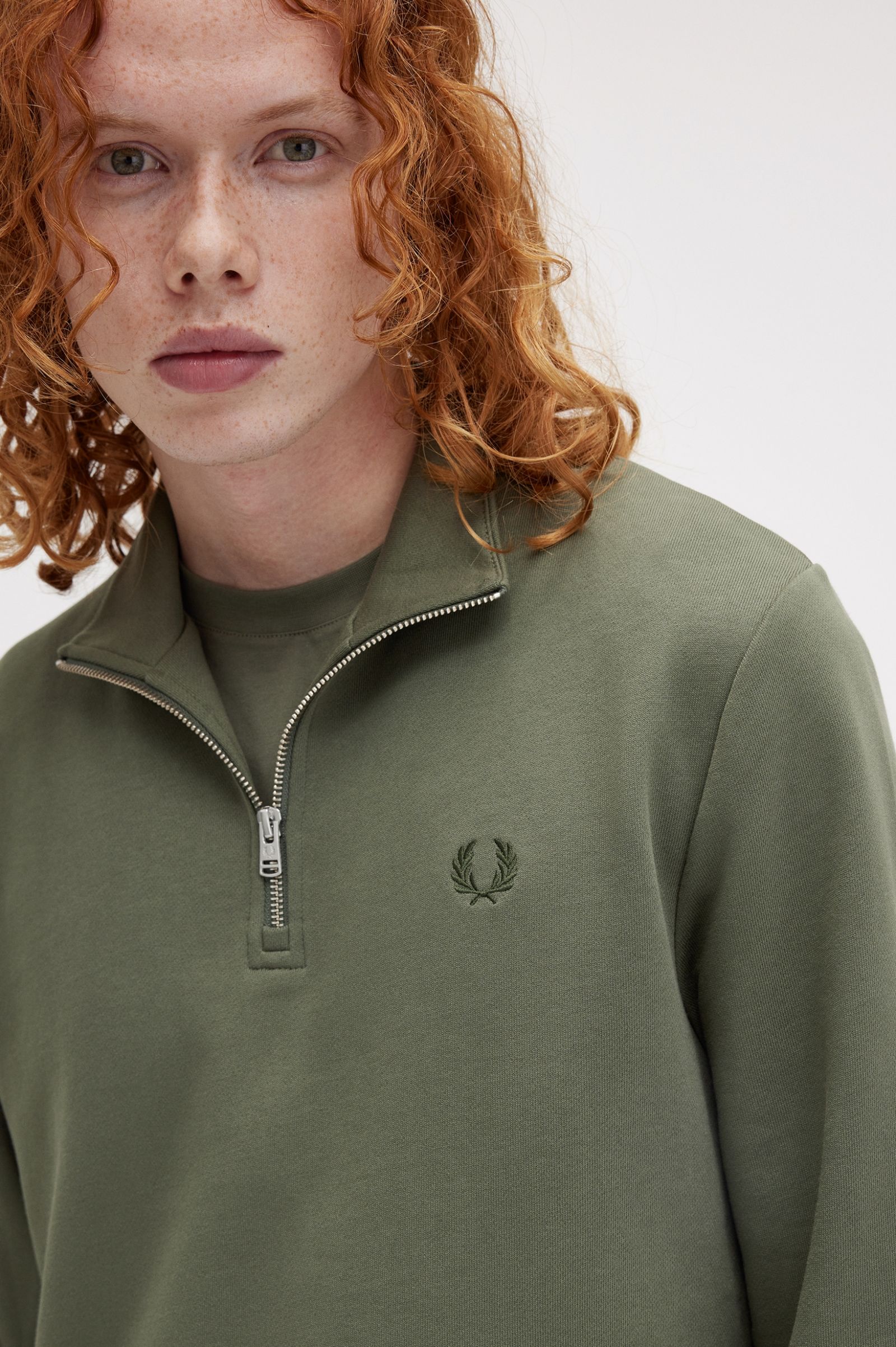 Fred Perry Sudadera Media Cremallera Field Green