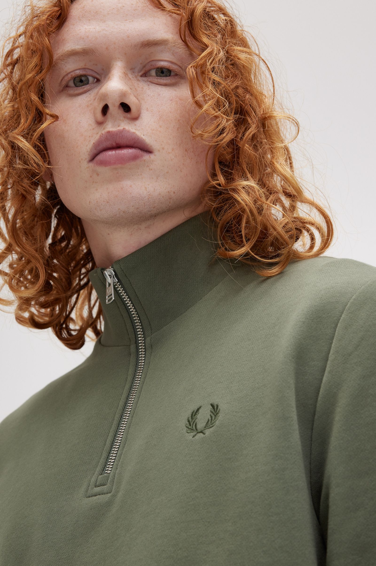 Fred Perry Sudadera Media Cremallera Field Green