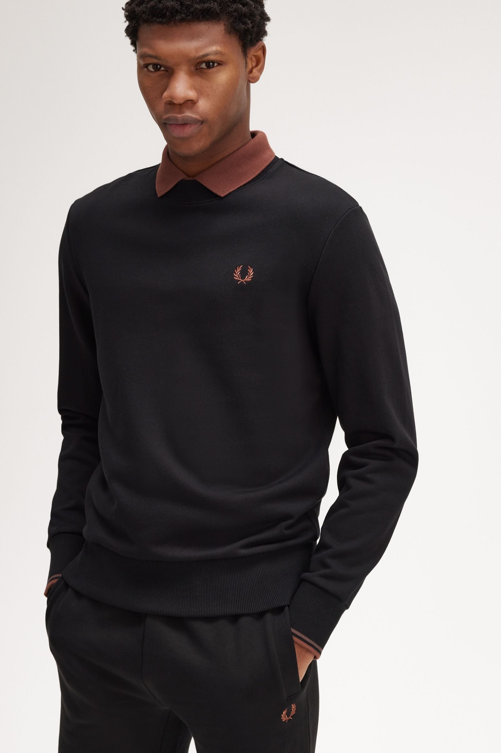 Fred Perry Sudadera Negro / Marrón whisky