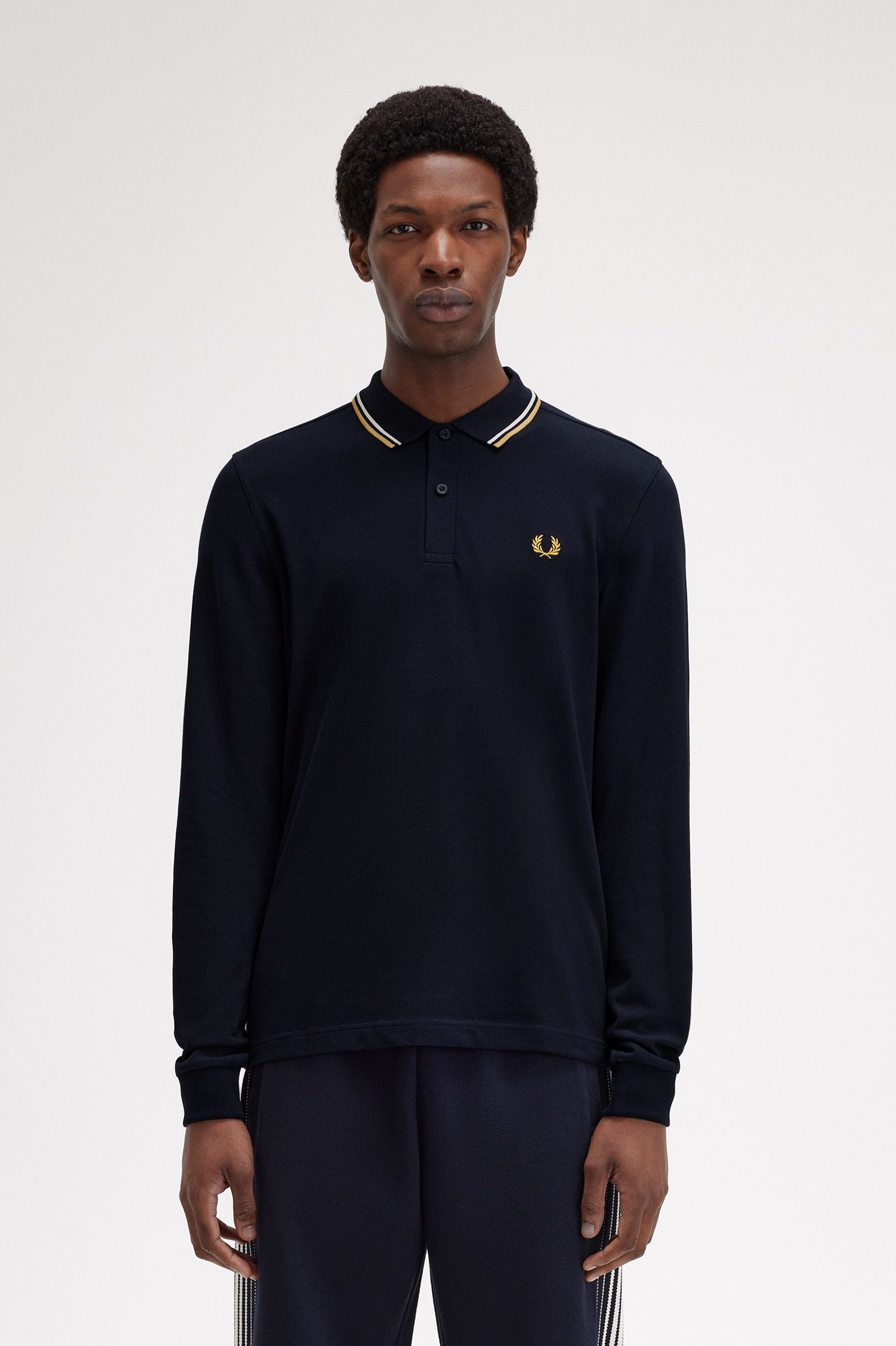 Fred Perry Polo M3636 Manga Larga Azul Marino / Crudo / Miel