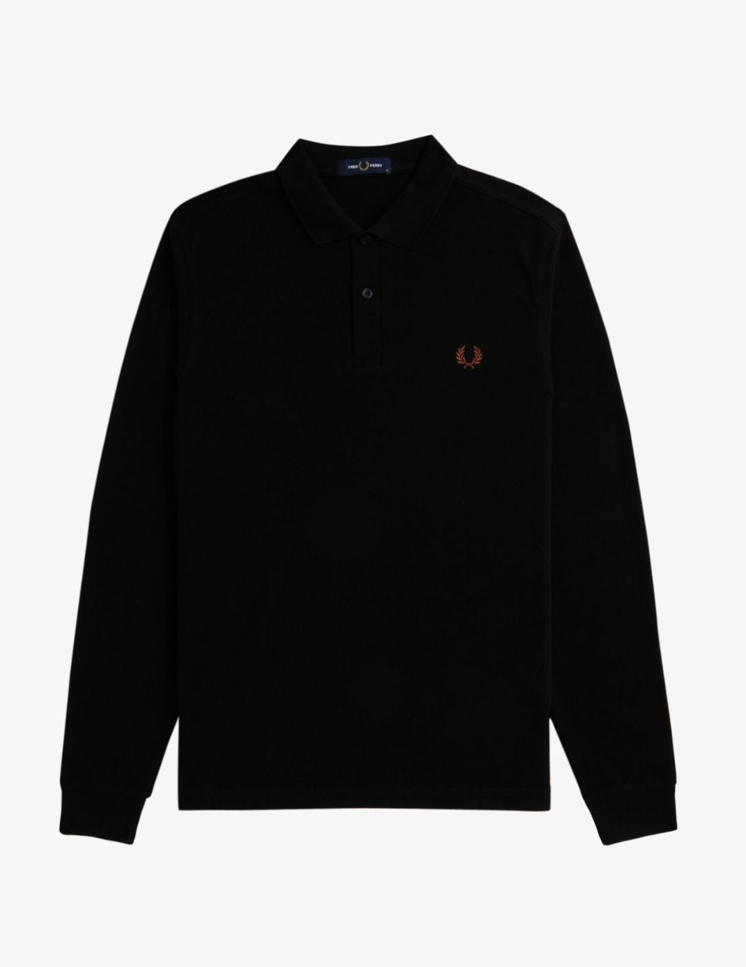 Fred Perry Polo M6006 Manga Larga Negro / Marrón whisky