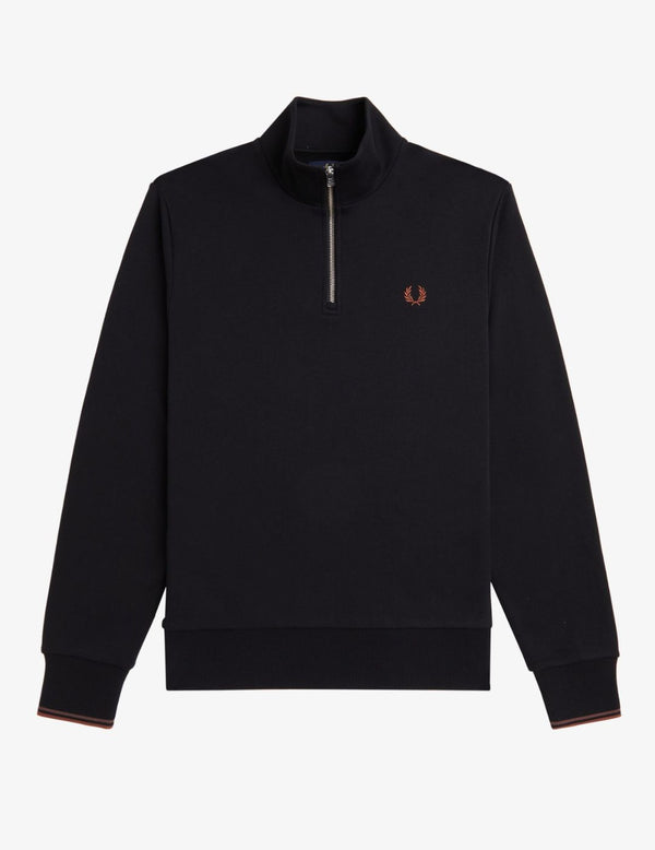 Fred Perry Sudadera Media Cremallera Negra