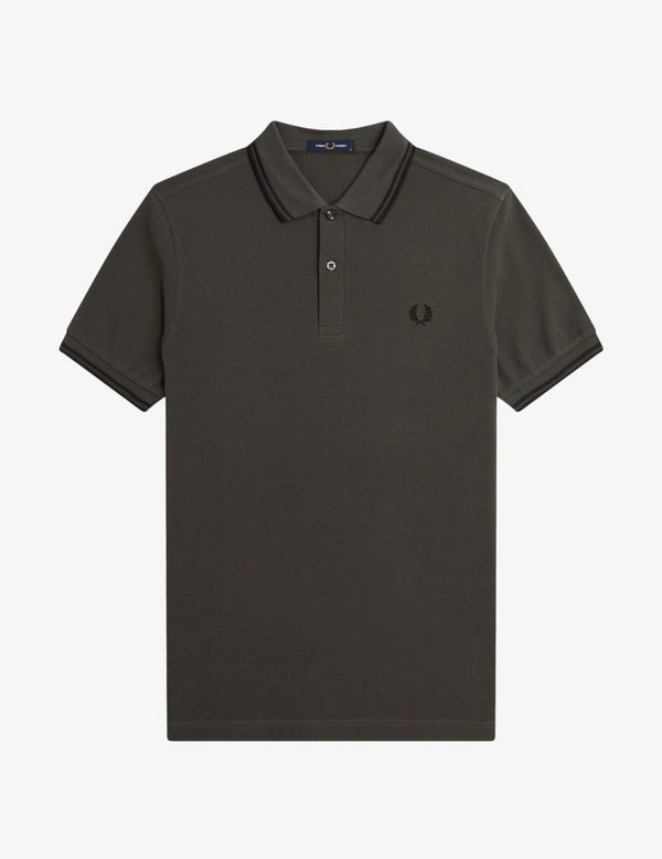 Fred Perry Polo M3600 Verde campo / Negro / Negro