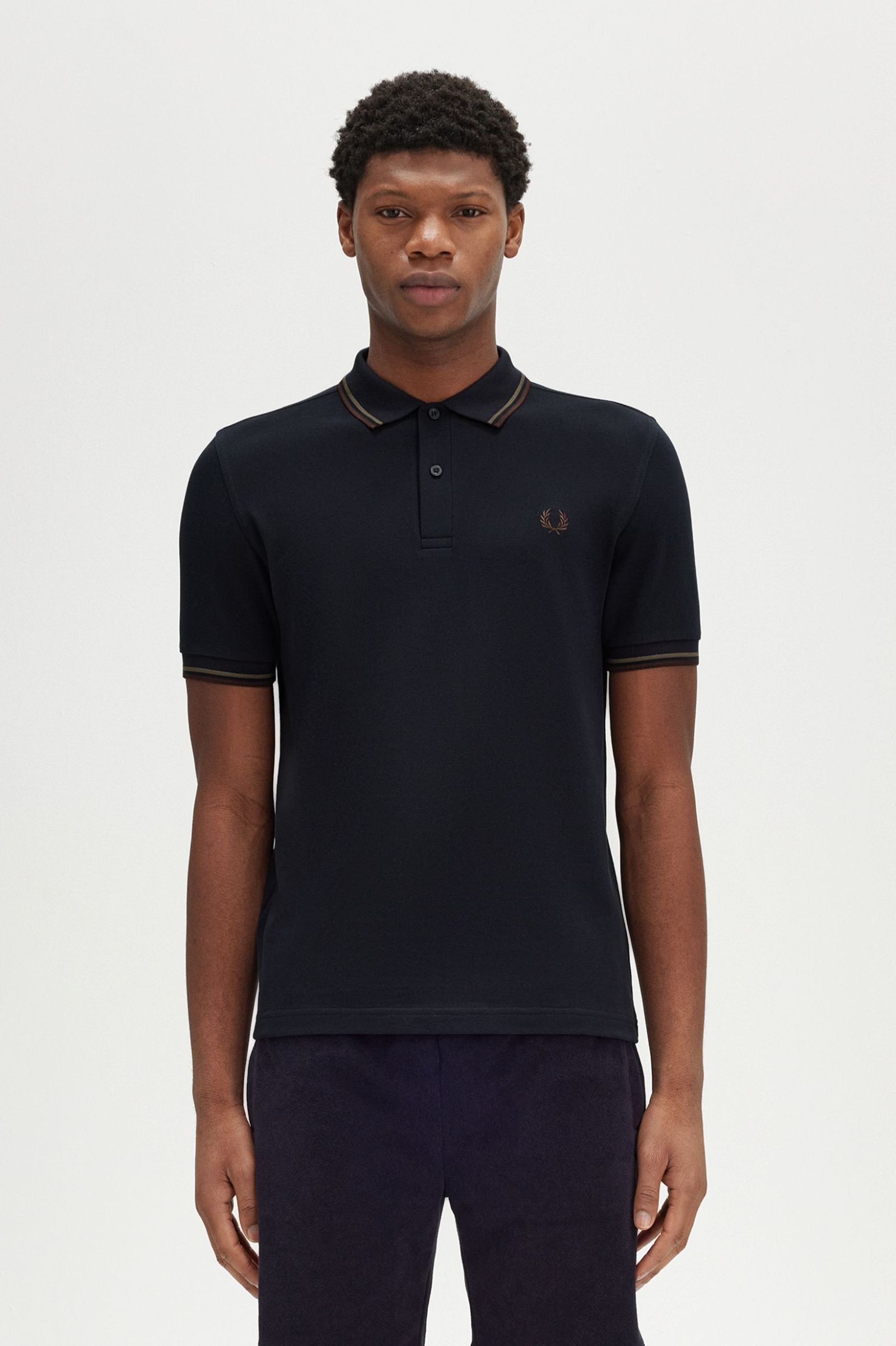 Fred Perry Polo M3600 Azul Marino / Laurel verde / Ladrillo Carrington Road