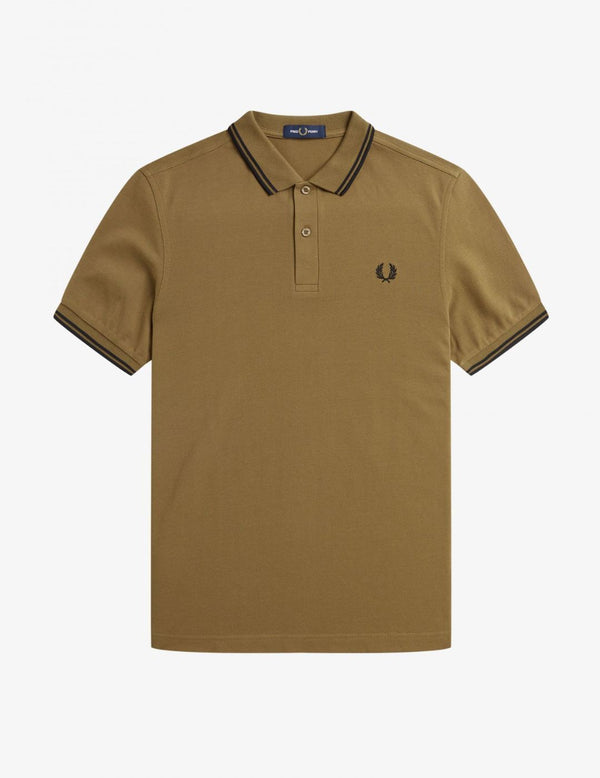 Fred Perry Polo Marrón Ribete Doble Negro
