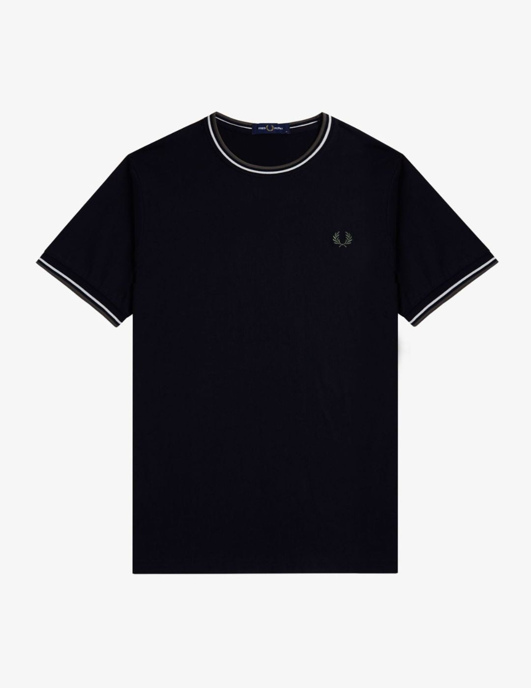 Fred Perry Camiseta M1588 Negro / Crudo / Verde Laurel Wreath