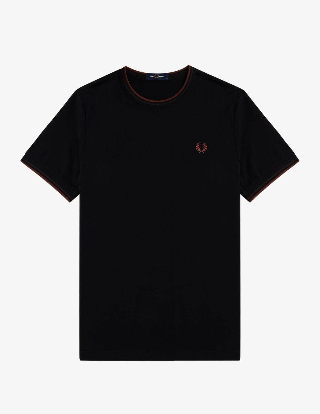 Fred Perry Camiseta M1588 Negro / Ladrillo Carrington / Marrón whisky