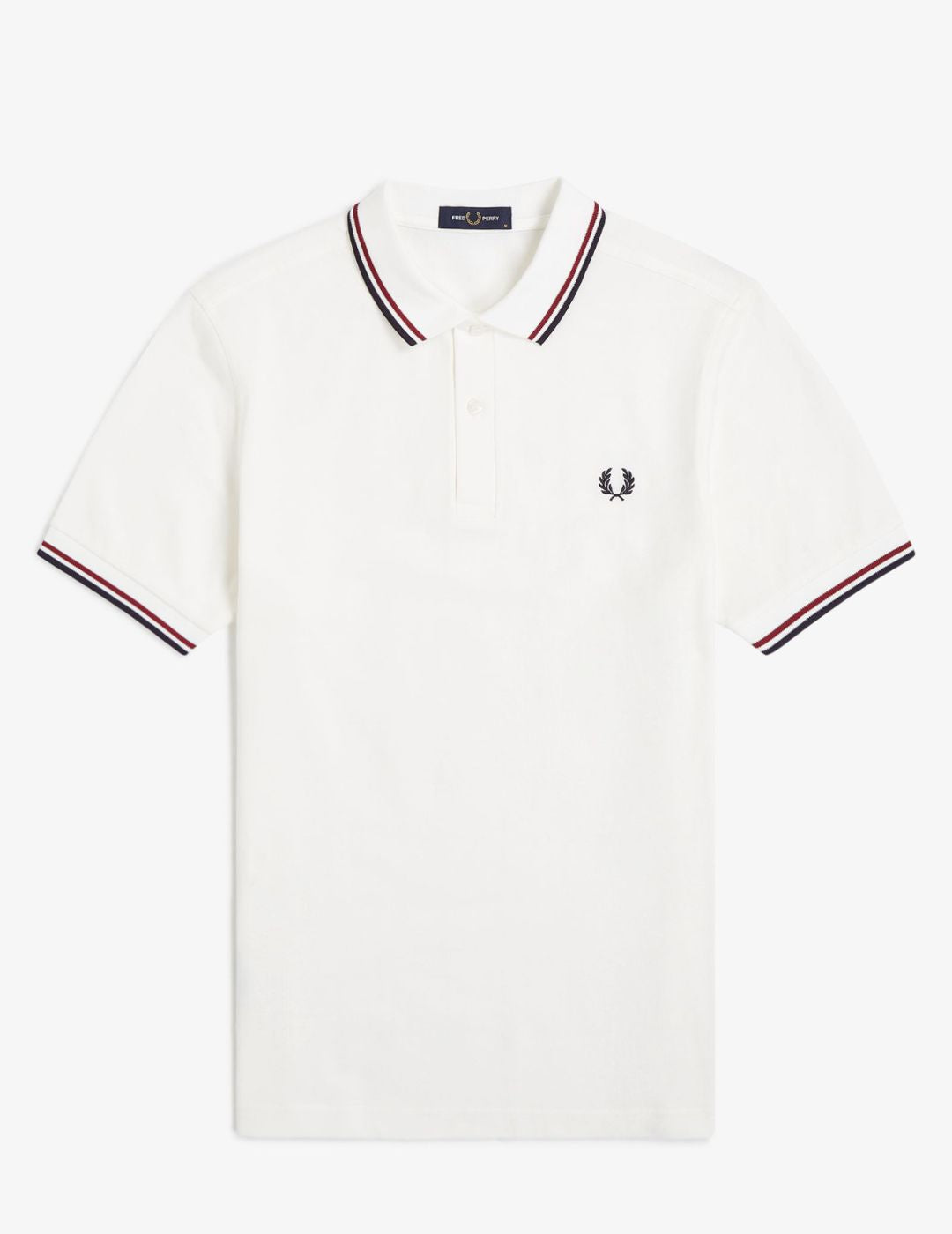 Fred Perry Polo M3600 Blanco nieve / Rojo tostado / Azul marino