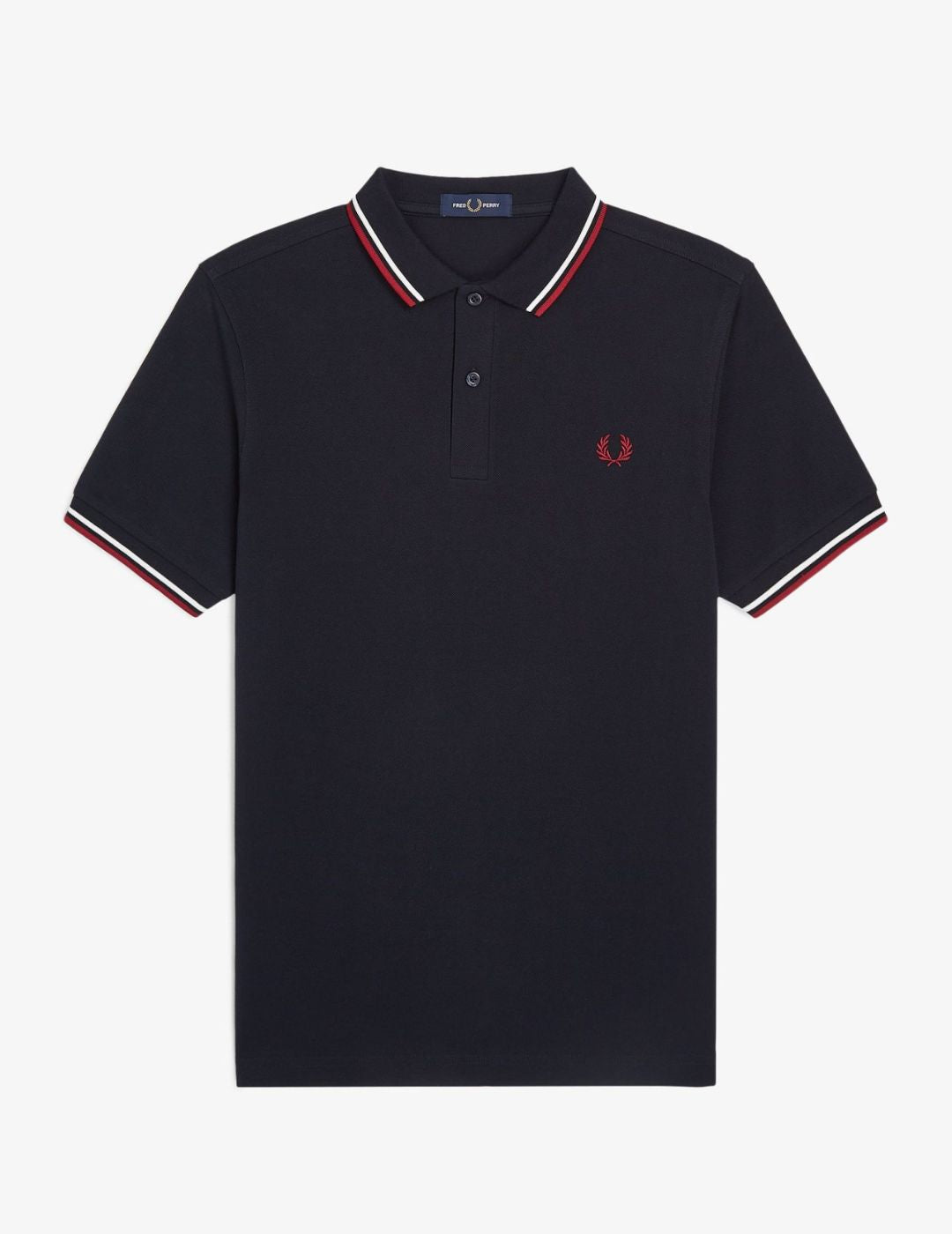 Fred Perry Polo M3600 Azul marino / Blanco nieve / Rojo tostado