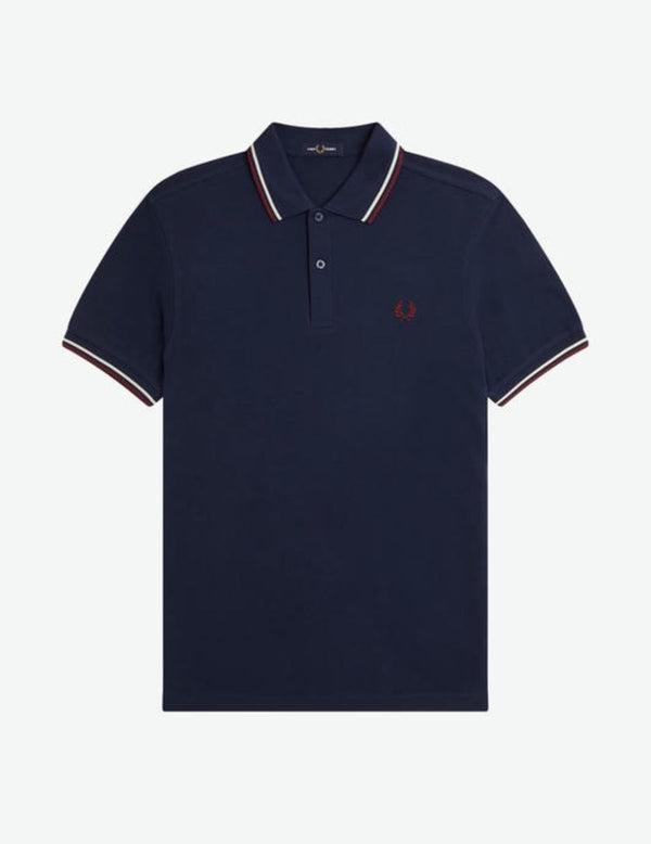 Fred Perry Polo M3600 Tennis Blue / Ecru / Oxblood