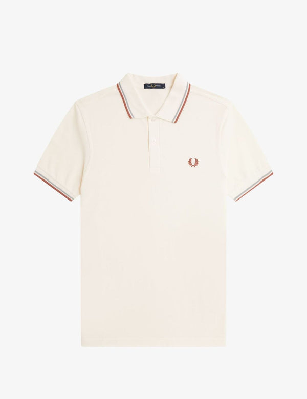 Fred Perry Polo M3600 Crudo claro / Azul plateado / Canela