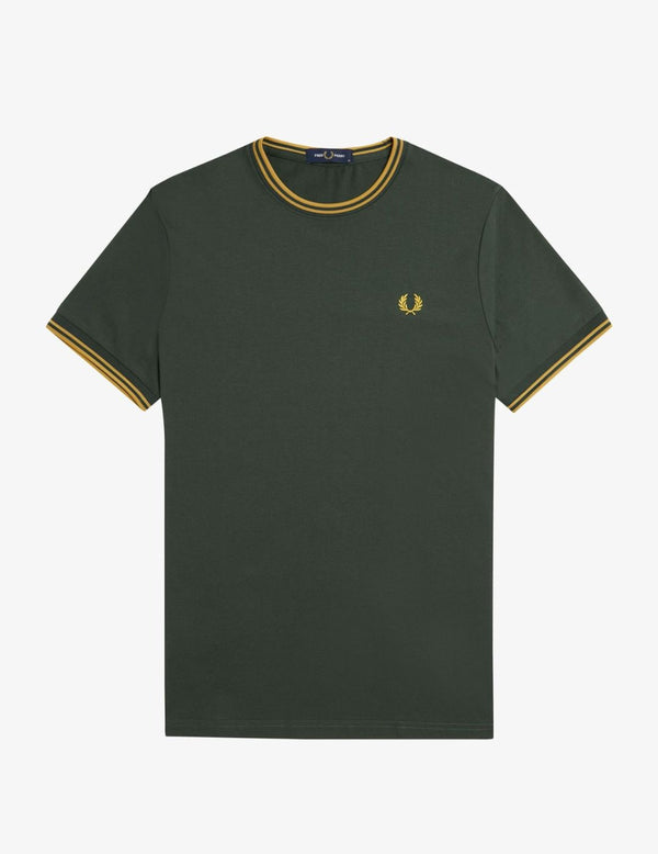 Fred Perry Camiseta M1588 Verde pista / Panal de abeja