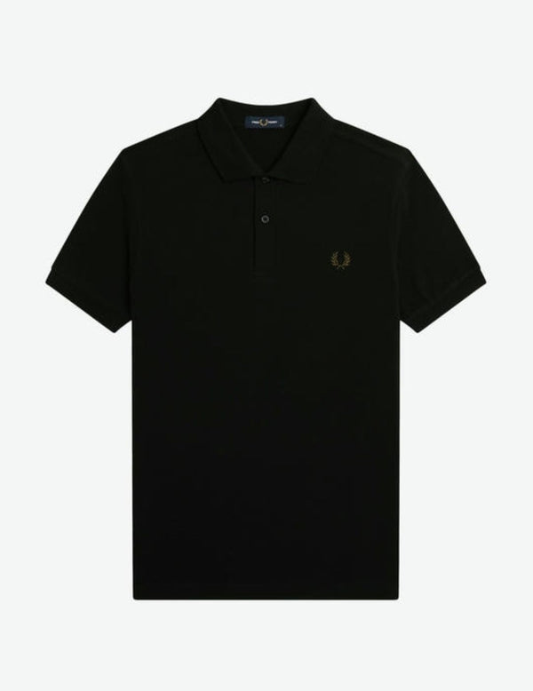 Fred Perry Polo Liso M6000 Negro / Verde Pista